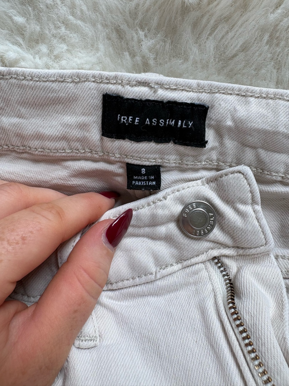 Free Assembly Cream Straight Leg High-Rise Jeans - Picture 4 of 8